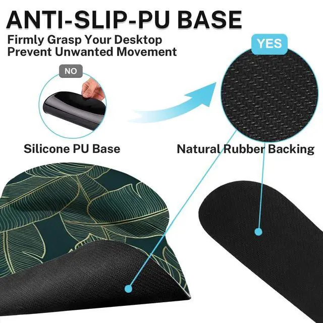 Alt view image 6 of 7 - Ergonomic Mouse Pad Set with Wrist Rest, Green Palm Leaves