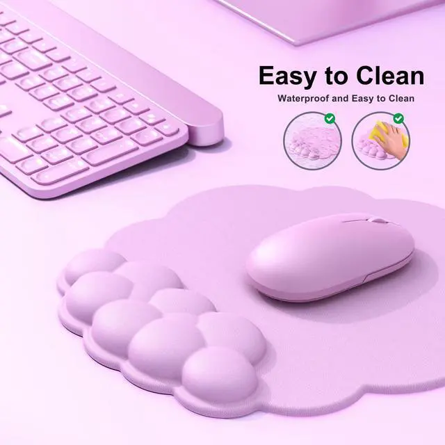 Alt view image 4 of 7 - Cloud Mouse Pad with Wrist Rest, Cloud Keyboard Wrist Rest, Mouse Pad Wrist Support, Ergonomic Keyboard Mouse Wrist Support (Pink)