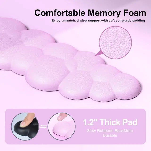 Alt view image 5 of 7 - Cloud Mouse Pad with Wrist Rest, Cloud Keyboard Wrist Rest, Mouse Pad Wrist Support, Ergonomic Keyboard Mouse Wrist Support (Pink)