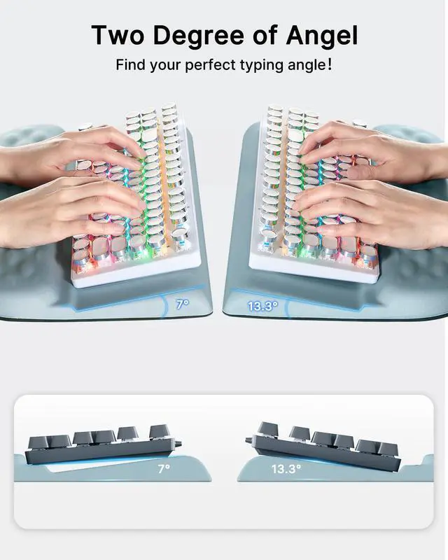 Alt view image 2 of 6 - Keyboard Wrist Rest Stand for Desktop, 2 Angle Ergonomic Computer Keyboard Holder Stand, Key Board Riser with Wrist Support, Arm Rest for Office, Home, Desk(Blue)