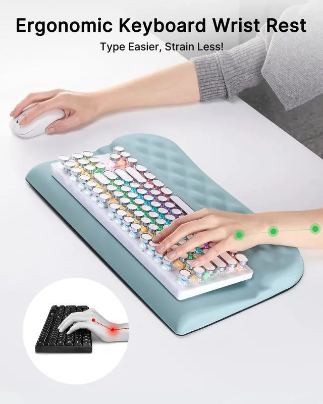 Alt view image 3 of 6 - Keyboard Wrist Rest Stand for Desktop, 2 Angle Ergonomic Computer Keyboard Holder Stand, Key Board Riser with Wrist Support, Arm Rest for Office, Home, Desk(Blue)