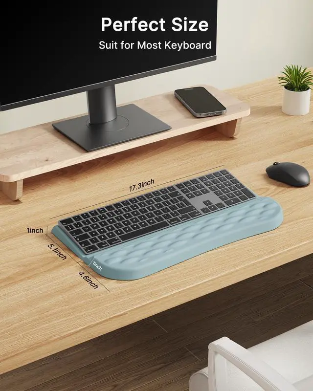 Alt view image 5 of 6 - Keyboard Wrist Rest Stand for Desktop, 2 Angle Ergonomic Computer Keyboard Holder Stand, Key Board Riser with Wrist Support, Arm Rest for Office, Home, Desk(Blue)