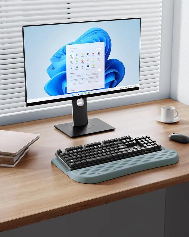 Alt view image 6 of 6 - Keyboard Wrist Rest Stand for Desktop, 2 Angle Ergonomic Computer Keyboard Holder Stand, Key Board Riser with Wrist Support, Arm Rest for Office, Home, Desk(Blue)