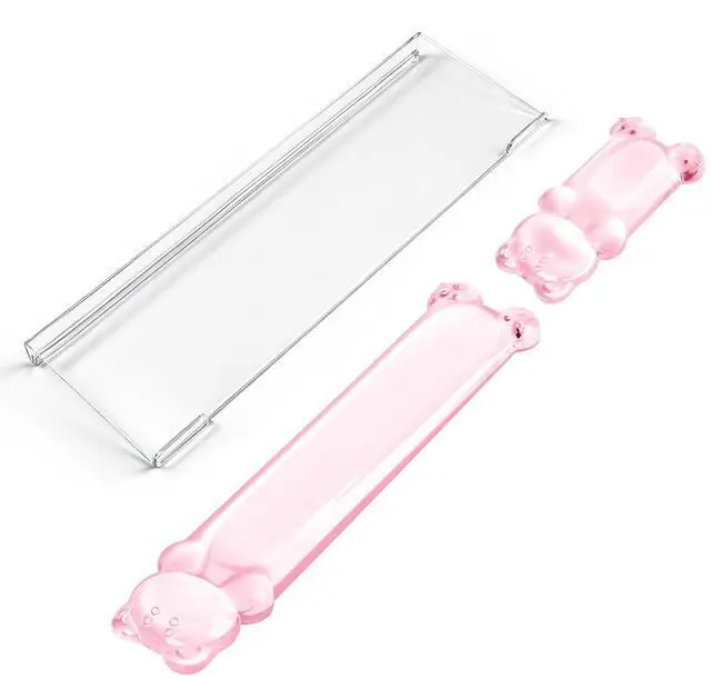 Main image of 16.9inch Computer Keyboard Stand for Desktop, Gel Keyboard Wrist Rest Set for Ergonomic Typing, Comfort & Support for Office, Work, Gaming (Cute Pink Bear)