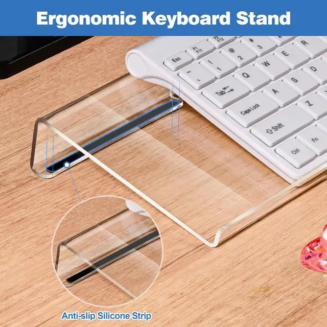 Alt view image 6 of 7 - 16.9inch Computer Keyboard Stand for Desktop, Gel Keyboard Wrist Rest Set for Ergonomic Typing, Comfort & Support for Office, Work, Gaming (Cute Pink Bear)
