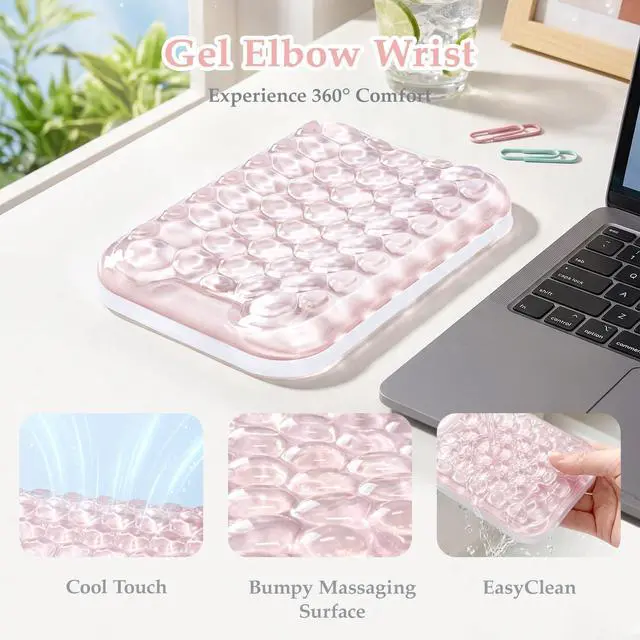 Alt view image 2 of 7 - Gel Elbow Rest Pad for Desk, Arm Wrist Rest Pad Support for Keyboard and Mouse, Ergonomic Computer Wrist Support for Typing Pain Relief, Pink