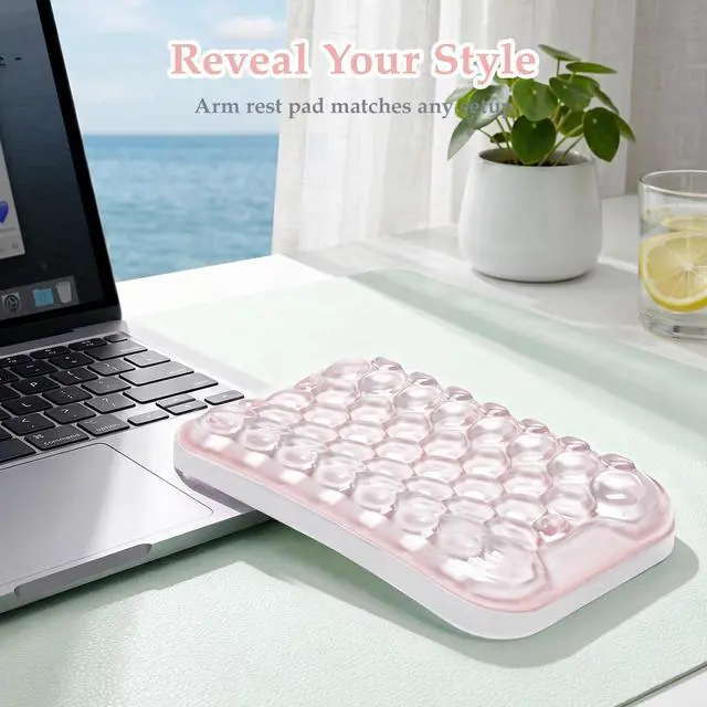 Alt view image 3 of 7 - Gel Elbow Rest Pad for Desk, Arm Wrist Rest Pad Support for Keyboard and Mouse, Ergonomic Computer Wrist Support for Typing Pain Relief, Pink