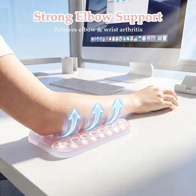 Alt view image 4 of 7 - Gel Elbow Rest Pad for Desk, Arm Wrist Rest Pad Support for Keyboard and Mouse, Ergonomic Computer Wrist Support for Typing Pain Relief, Pink