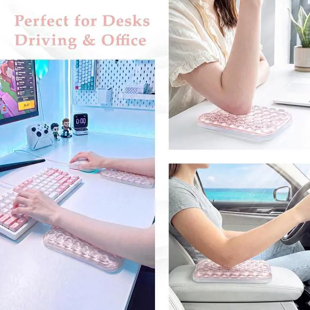 Alt view image 7 of 7 - Gel Elbow Rest Pad for Desk, Arm Wrist Rest Pad Support for Keyboard and Mouse, Ergonomic Computer Wrist Support for Typing Pain Relief, Pink