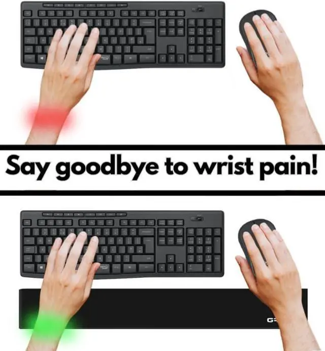 Alt view image 4 of 5 - Slim Wrist Pad 24" x 4" x 0.375" Inch Extra Long Soft Profile Keyboard & Mousepad Wrists Rest for 1/4 Inch Thick Keyboard with Trackpad or Mouse Ergonomic Support