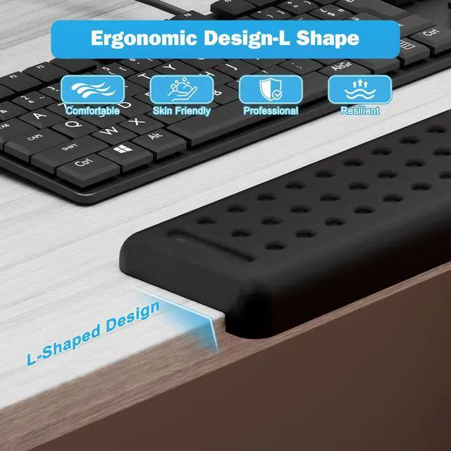 Alt view image 2 of 7 - L-Shaped Desk Long Wrist Rest Elbow 60CM, Black Arm Rest for Desk