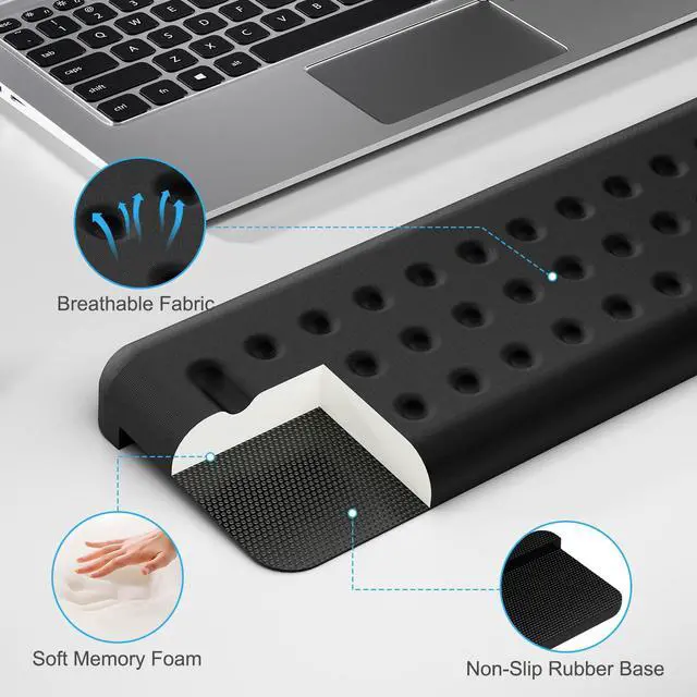 Alt view image 4 of 7 - L-Shaped Desk Long Wrist Rest Elbow 60CM, Black Arm Rest for Desk