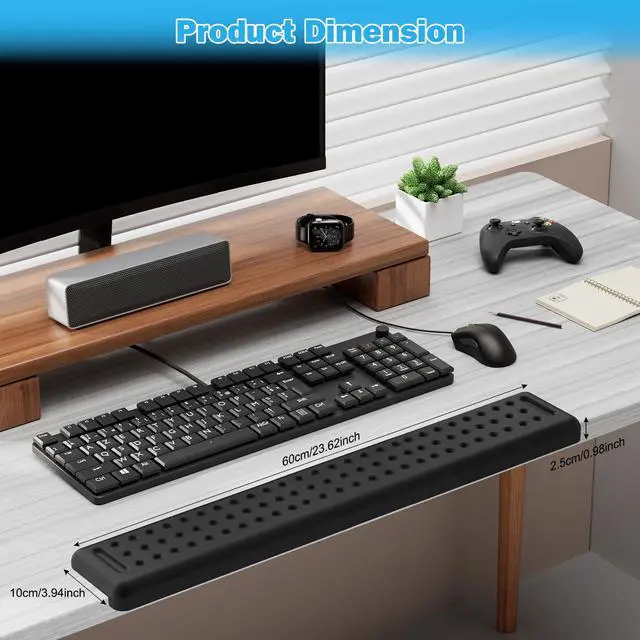 Alt view image 6 of 7 - L-Shaped Desk Long Wrist Rest Elbow 60CM, Black Arm Rest for Desk