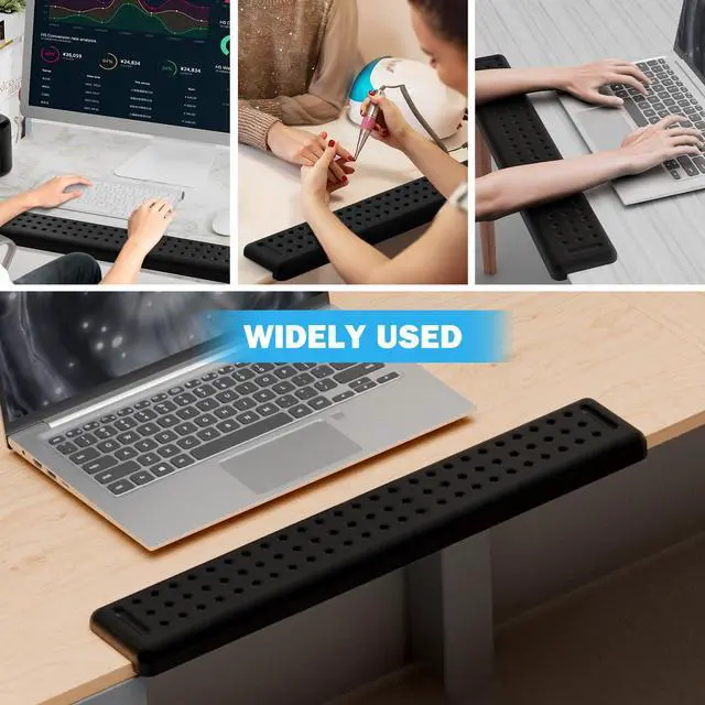 Alt view image 7 of 7 - L-Shaped Desk Long Wrist Rest Elbow 60CM, Black Arm Rest for Desk