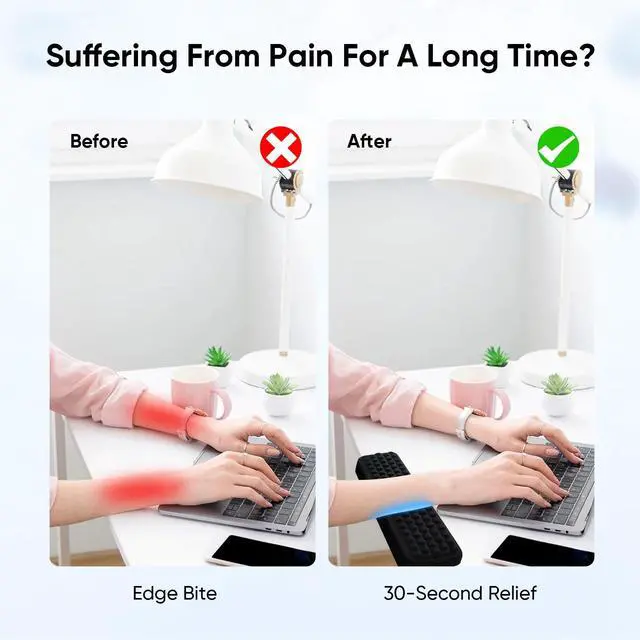 Alt view image 3 of 5 - 2 Piece Keyboard Wrist Rest and Elbow Pads Set, 2-in-1 Memory Foam Arm Rest for Desk with Non-Slip Base, Ergonomic Desk Edge Cushion for Office and Home Use