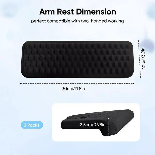 Alt view image 5 of 5 - 2 Piece Keyboard Wrist Rest and Elbow Pads Set, 2-in-1 Memory Foam Arm Rest for Desk with Non-Slip Base, Ergonomic Desk Edge Cushion for Office and Home Use