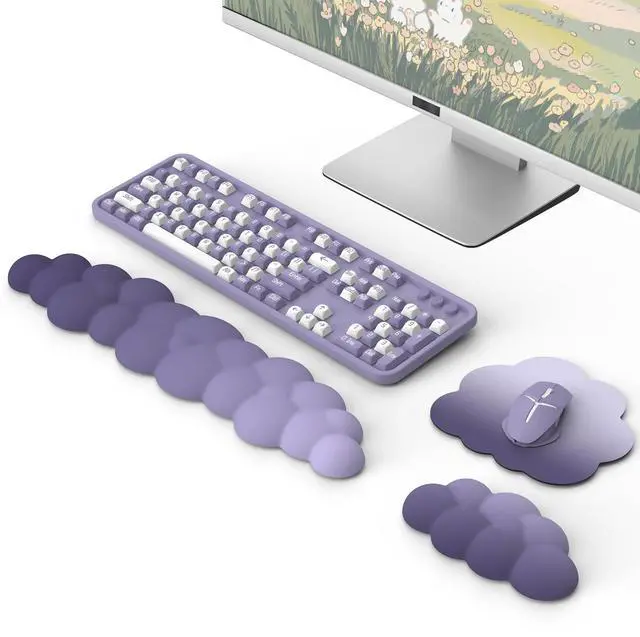 Main image of Cloud Wrist Rest for Keyboard and Mouse with Mouse Pad, Purple