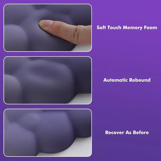 Alt view image 5 of 7 - Cloud Wrist Rest for Keyboard and Mouse with Mouse Pad, Purple