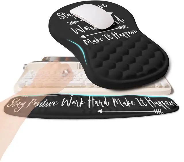 Main image of 2-in-1 Ergonomic Set, Wave Rise Keyboard Wrist Rest and Massage Bulge Slope Mouse Pad Wrist Support, Cushion Memory Foam Integrated to Relieve Wrist Pain, Stay Positive