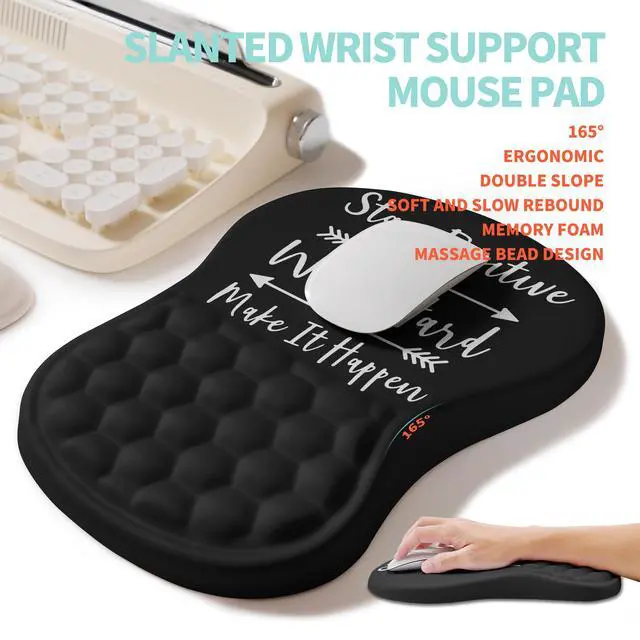 Alt view image 3 of 6 - 2-in-1 Ergonomic Set, Wave Rise Keyboard Wrist Rest and Massage Bulge Slope Mouse Pad Wrist Support, Cushion Memory Foam Integrated to Relieve Wrist Pain, Stay Positive