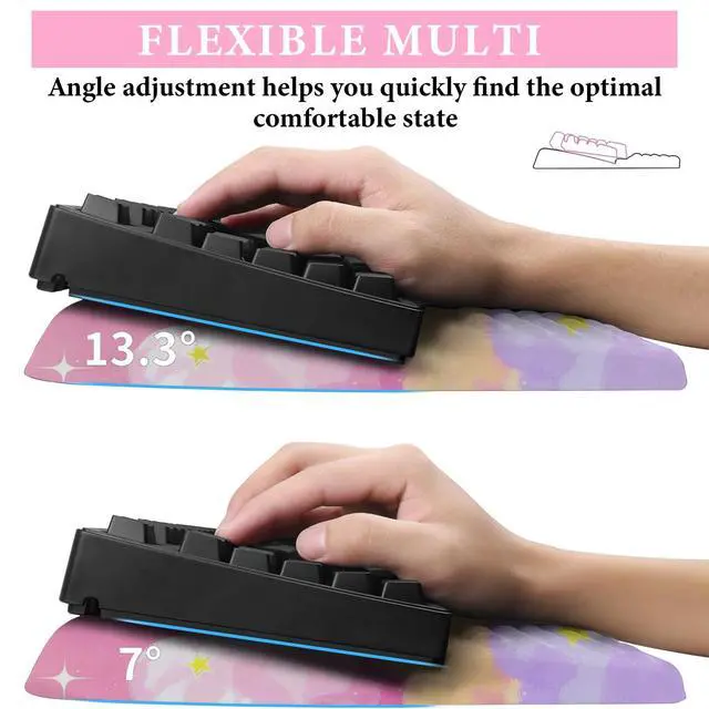 Alt view image 3 of 7 - Ergonomic Keyboard Wrist Rest with Cute Cloud Print Adjustable Riser Stand