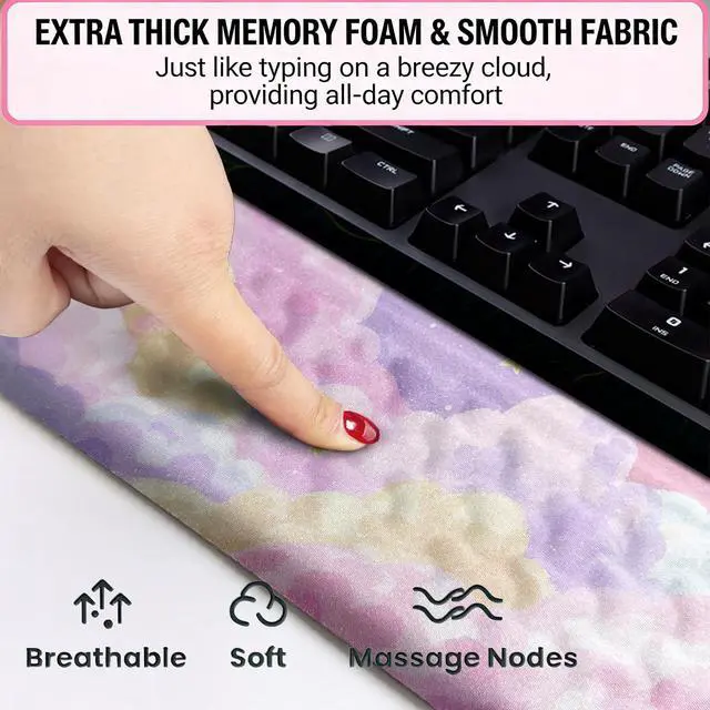 Alt view image 4 of 7 - Ergonomic Keyboard Wrist Rest with Cute Cloud Print Adjustable Riser Stand