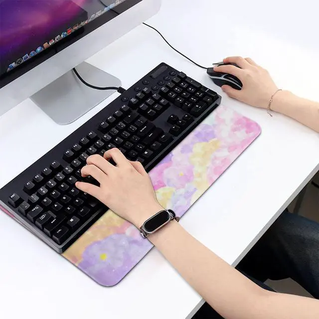 Alt view image 7 of 7 - Ergonomic Keyboard Wrist Rest with Cute Cloud Print Adjustable Riser Stand