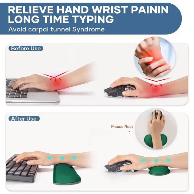 Alt view image 3 of 7 - Office Ergonomic Memory Foam Computer Mouse and Keyboard Wrist Rest pad Support Carpal Tunnel, Wrist Rest for Keyboard and Mouse, Wrist Support Set