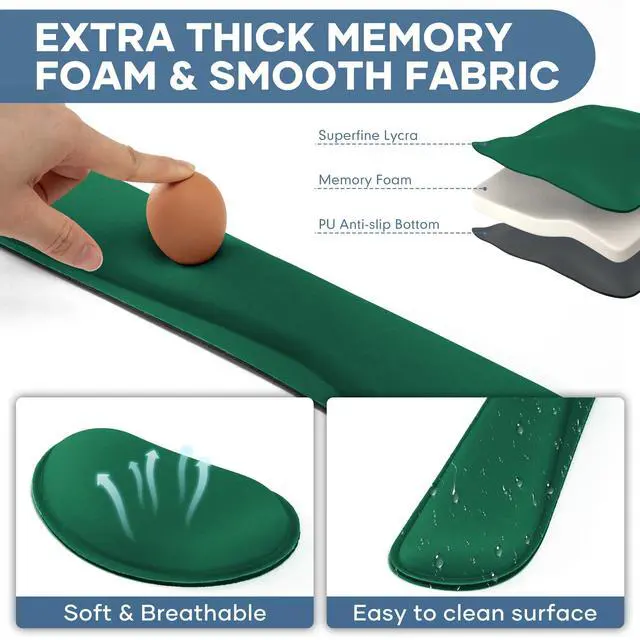 Alt view image 5 of 7 - Office Ergonomic Memory Foam Computer Mouse and Keyboard Wrist Rest pad Support Carpal Tunnel, Wrist Rest for Keyboard and Mouse, Wrist Support Set