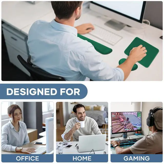 Alt view image 6 of 7 - Office Ergonomic Memory Foam Computer Mouse and Keyboard Wrist Rest pad Support Carpal Tunnel, Wrist Rest for Keyboard and Mouse, Wrist Support Set