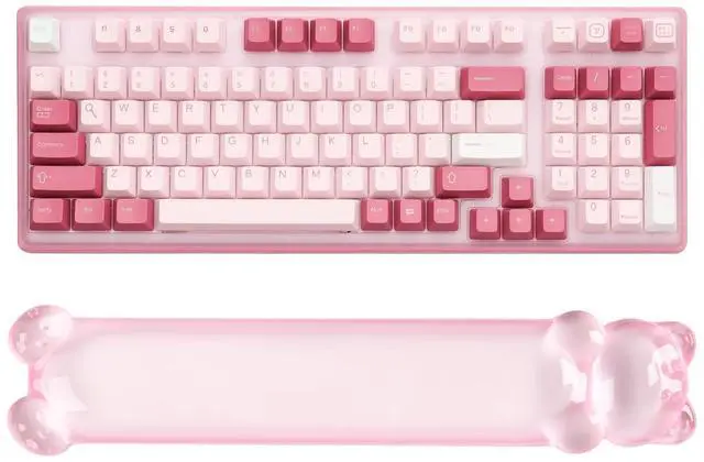 Main image of Clear Gel Keyboard Wrist Rest, Bear-Shape Wrist Rest, Ergonomic Wrist Rest for Computer Keyboard 60%/75% (Pink)