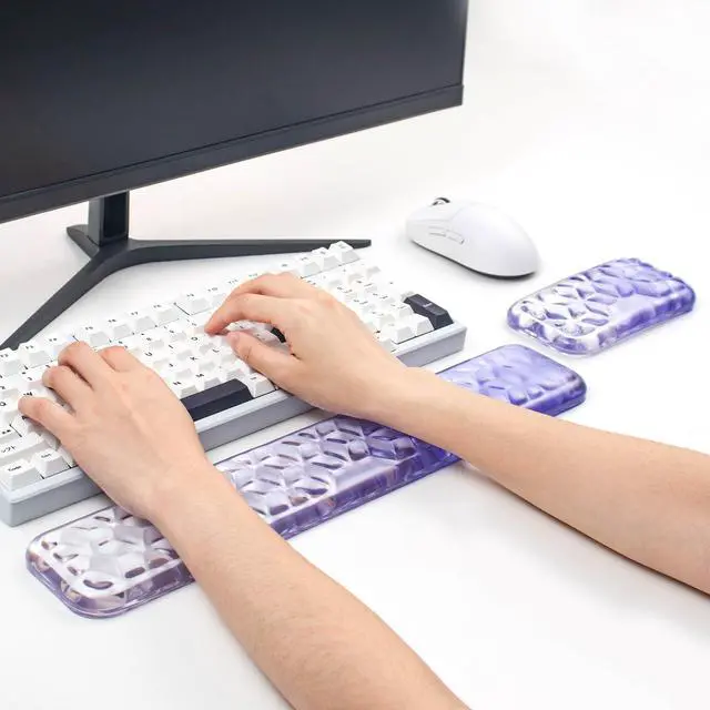 Alt view image 4 of 7 - Gel Keyboard and Mouse Wrist Rest Set Water Ripple Wrist Rest for Computer Keyboard 60%/68%/75%, Comfort & Support for Typing and Gaming (Purple Gradient)
