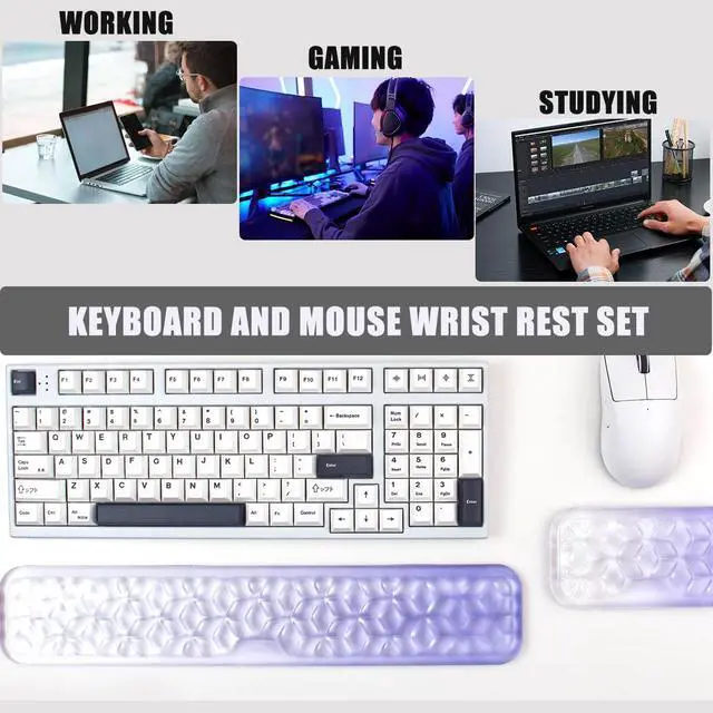 Alt view image 7 of 7 - Gel Keyboard and Mouse Wrist Rest Set Water Ripple Wrist Rest for Computer Keyboard 60%/68%/75%, Comfort & Support for Typing and Gaming (Purple Gradient)