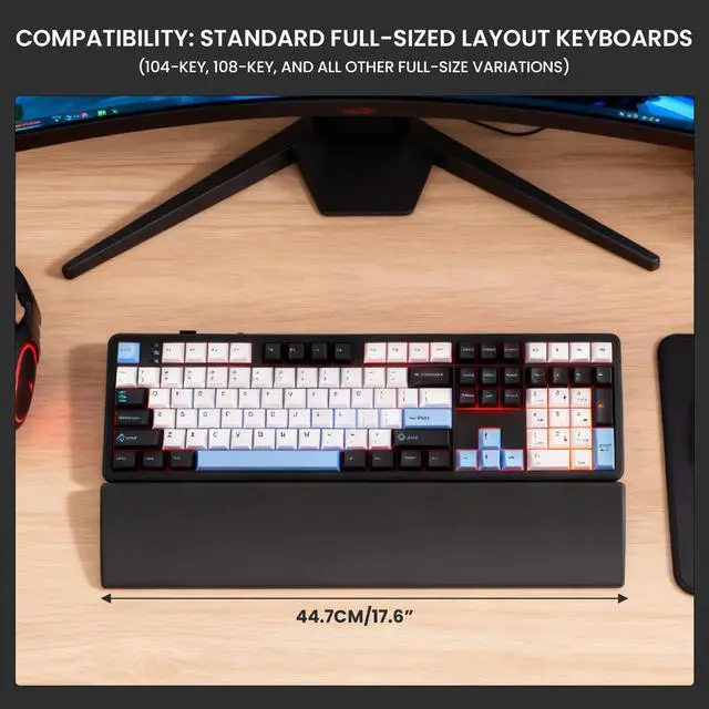 Alt view image 3 of 7 - Silicone Wrist Rest for Full-Sized Mechanical Keyboards - Honeycomb Anti-Slip Base, 17.6-Inch Palm Support for Ergonomic Typing and Pain Relief (Ivory White, 17.6)