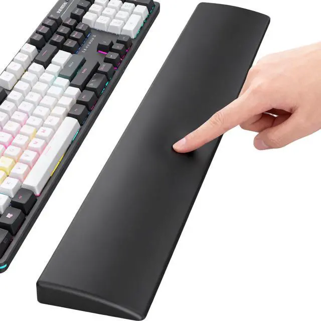 Alt view image 6 of 7 - Silicone Wrist Rest for Full-Sized Mechanical Keyboards - Honeycomb Anti-Slip Base, 17.6-Inch Palm Support for Ergonomic Typing and Pain Relief (Ivory White, 17.6)