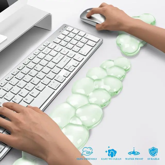 Alt view image 6 of 7 - Gel Cloud Keyboard and Mouse Wrist Rest, Cute Wrist Support and Arm Support Keyboard Rest for Keyboard and Mouse Typing Pain ReliefSuitable for Office/Computer/Laptop/Gaming Green