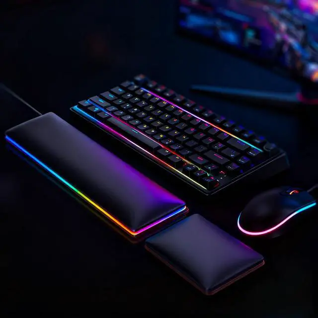 Main image of RGB Keyboard and Mouse Wrist Rest Set for 60%-75% Compact Keyboards