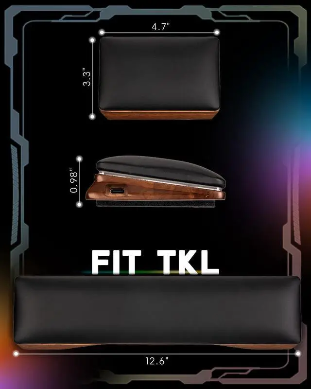 Alt view image 2 of 7 - RGB Keyboard and Mouse Wrist Rest Set for 60%-75% Compact Keyboards