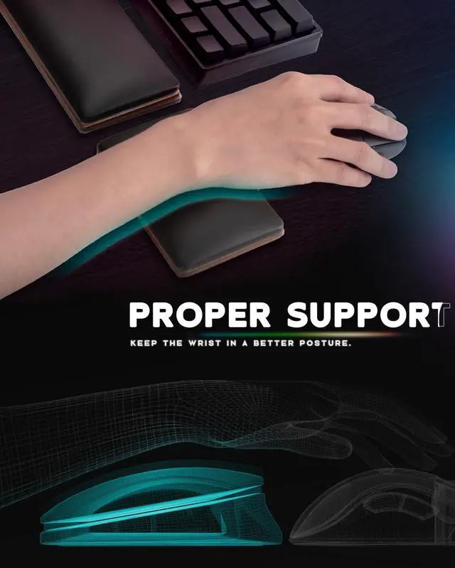 Alt view image 4 of 7 - RGB Keyboard and Mouse Wrist Rest Set for 60%-75% Compact Keyboards