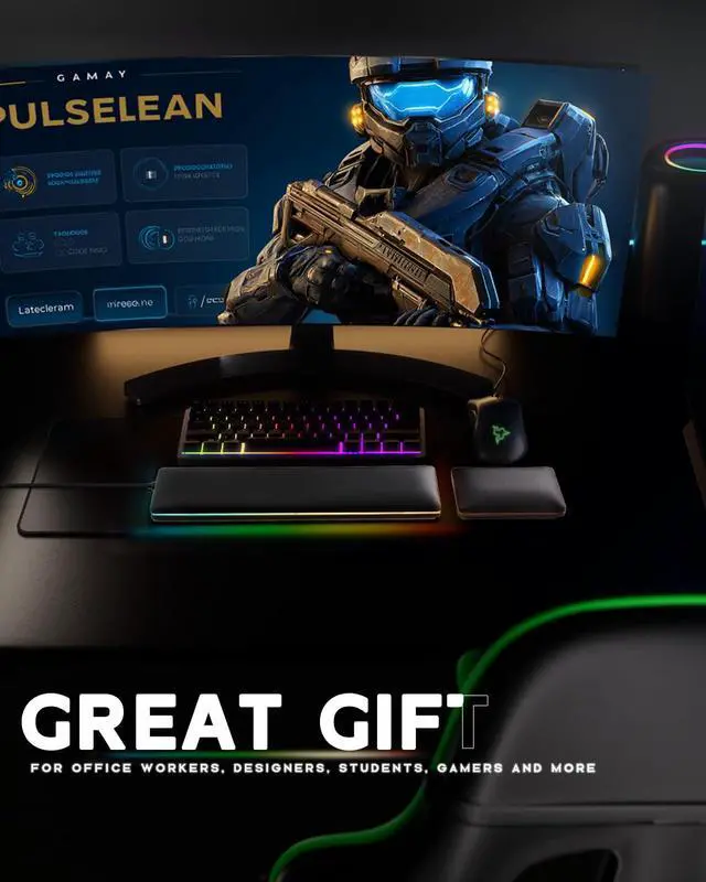 Alt view image 7 of 7 - RGB Keyboard and Mouse Wrist Rest Set for 60%-75% Compact Keyboards