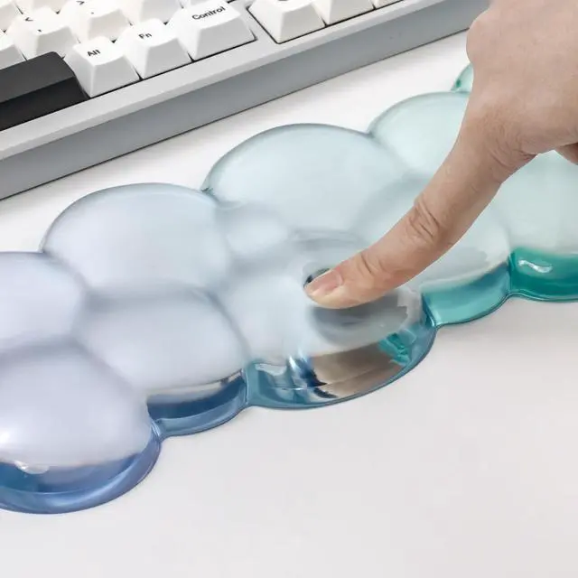 Alt view image 6 of 7 - Gel Keyboard and Mouse Wrist Rest Set Clear Cloud Wrist Rest for Computer Keyboard 60%/68%/75%, Comfort & Support for Typing and Gaming(Purple Green)
