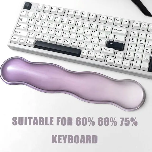 Alt view image 4 of 7 - Ergonomic Gel Keyboard and Mouse Wrist Rest Set Clear Wrist Rest for Computer Keyboard 60%/68%/75%, Comfort & Support for Typing and Gaming (Grey Purple)