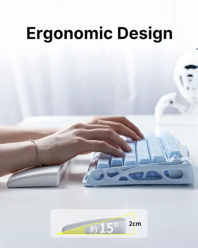 Alt view image 3 of 7 - 75% Keyboard Wrist Rest Pad - White