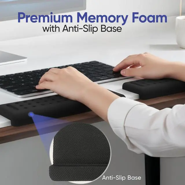 Alt view image 4 of 6 - Keyboard Wrist Rest with Edge Protector - 11.8 Inch 2 Pack L Shaped Desk Pad