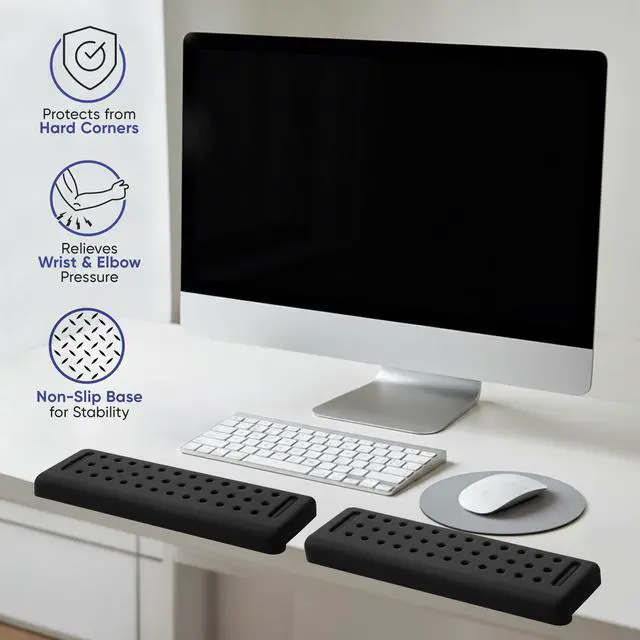 Alt view image 3 of 6 - Keyboard Wrist Rest with Edge Protector - 11.8 Inch 2 Pack L Shaped Desk Pad