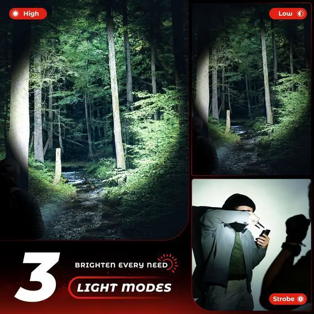 Alt view image 3 of 7 - 2800 High Lumens Flashlights with LED Power Display, Rechargeable