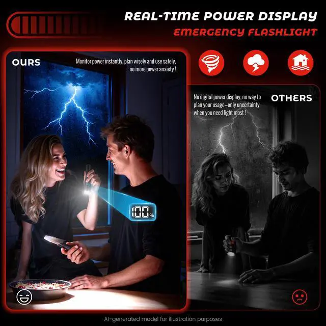 Alt view image 4 of 7 - 2800 High Lumens Flashlights with LED Power Display, Rechargeable