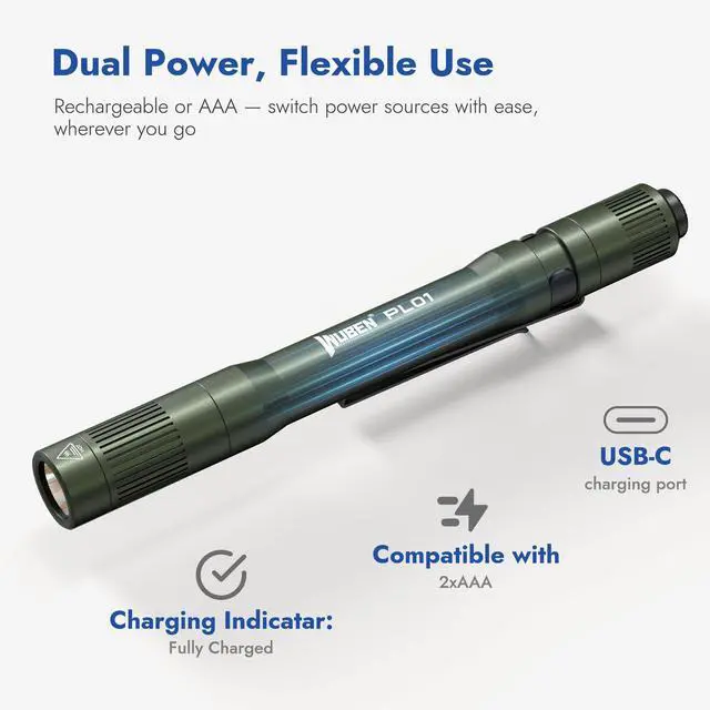 Alt view image 3 of 7 - PL01 Pen Light, 650 Lumens Pocket EDC Pen Flashlight Rechargeable
