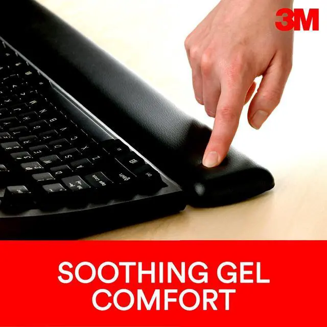 Alt view image 3 of 7 - Keyboard Wrist Rest, Gel, Black Leatherette, Wired, Kp200le