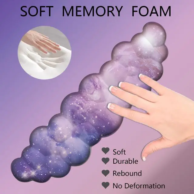 Alt view image 2 of 7 - Cloud Wrist Rest Keyboard Galaxy Mouse Pad with Wrist Rest Ergonomic Space Wrist Pad Memory Foam Non-Slip Wrist Support for Computer Laptop Gaming Home Office Relief Typing Pain Gradient Pink Purple